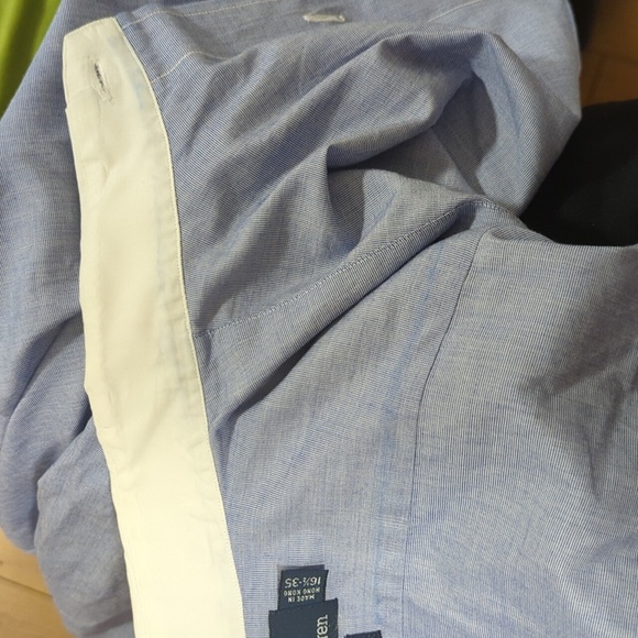 Ralph Lauren Shirt Mens 16 1/2 - 35 Blue Plaid Estate Button Up Long Sleeve - Picture 10 of 10